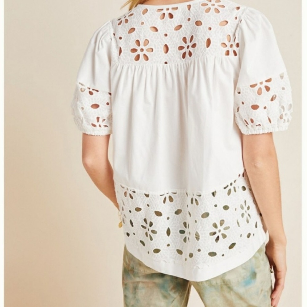 Eri + Ali Rodin Eyelet White Blouse - XS - Picture 4 of 15